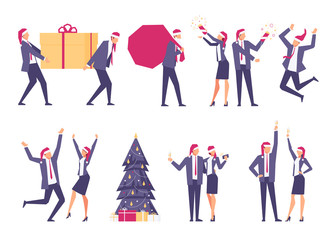 Set of christmas businessmen.
