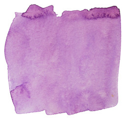 Obraz premium watercolor purple stain on a white background isolated. drawn by brush on paper with water. dried watercolor paint element.