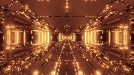 cool futuristic space scifi hangar tunnel corridor with nice reflections 3d illustration wallpaper background design
