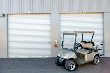 Transportation golf cart used at a mini storage facility