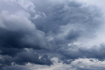 Blue sky with dark clouds