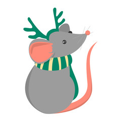 Christmas rat. Animal of the year 2020. Mouse in the holiday