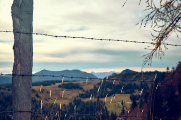 Fencing of the forbidden area with barbed wire