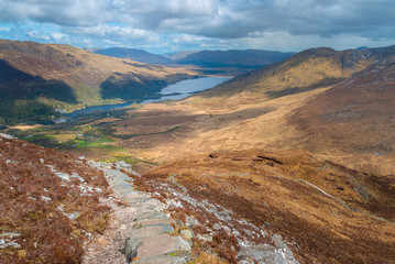 Hiking trail at the top of Diamond Hill in Connemara National Park, Ireland