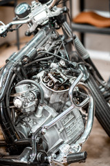 Vintage motorcycle in the workshop