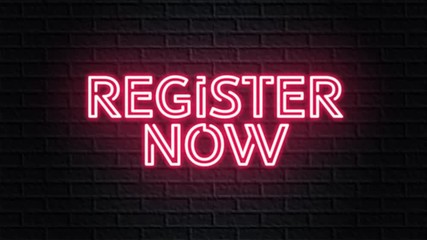 red neon video animation register now