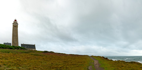 panorama view of the Cap Levi lighthouse on the north coast of Normandy in France