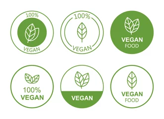 Poster Set flat vegan icon on white background. Bio, Ecology, Organic logos and badges, label, tag. Vector illustration design © NazArt