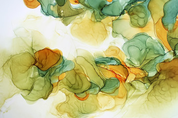 Abstract alcohol ink painting, macro photo
