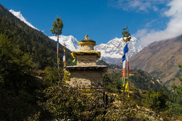 Buddhist stupa in Himalayas in Nepal