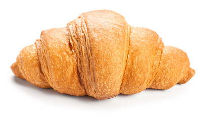 Sweet tasty croissant on white background