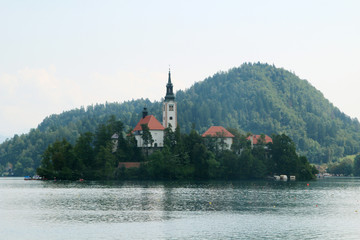 Lake Bled, view from the embankment, Slovenia
