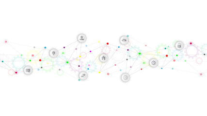 Information technology with infographic elements and flat icons.