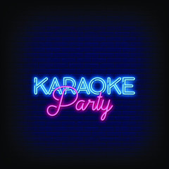 Karaoke Party Neon Signs Style Text Vector