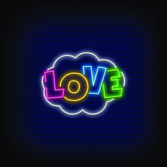 Fototapeta premium Love Neon Signs Style Text Vector