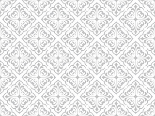 Floral pattern. Vintage wallpaper in the Baroque style. Seamless vector background. White and grey ornament for fabric, wallpaper, packaging. Ornate Damask flower ornament.
