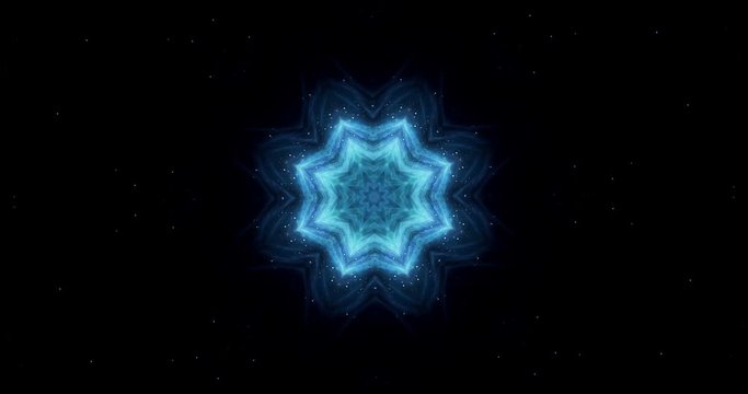 Transforming ornamental vintage mosaic art flower. Spinning abstract magic circle. Esoteric cosmic mandala.4k Loop footage