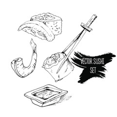 Vektor sushi set hand drawn illustration