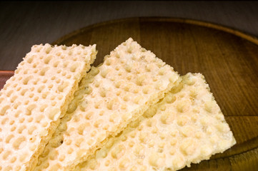diabetic diet crunches - crispy waffle crispbread from wheat, texture