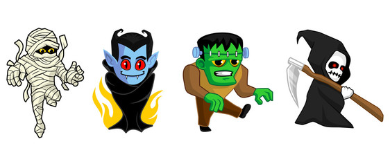 Set of Halloween characters, very suitable for party decoration and sticker