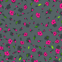 Obraz premium seamless pattern. Apple tree branch with flowers, leaves. eps10 vector illustration. hand drawing.