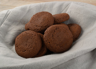 Soft Chocolate Butter Cookies With Chocolate Filling on Table