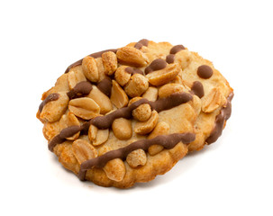 Peanut Cookies with Chocolate Isolated on White Background