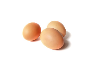 group of brown chicken egg isolated on white background