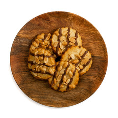Peanut Cookies with Chocolate Isolated on White Background
