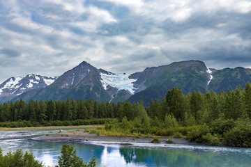 glacier on mountain reflection