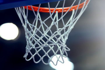 Close-up basketball net in a sports complex. Toned