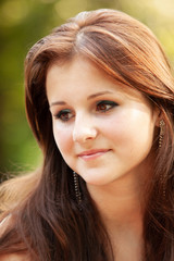 Closeup portrait of a happy young women smiling