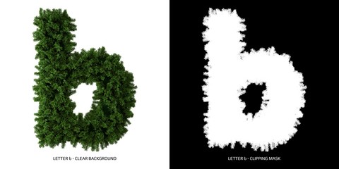 Letter b lowercase of leaves. Alphabet plants.