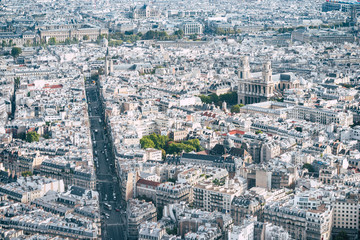 Paris skyline aerial panorama