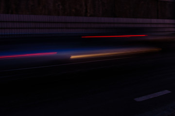 Light trails from the cars on highway