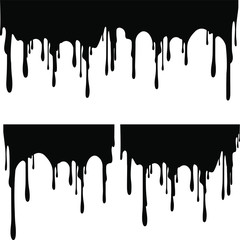 Set of black paint drips. Vector illustration for your design. 