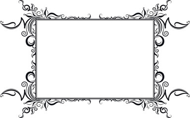 Vintage black frame with floral decor and blank space for text. Retro vintage greeting card or invitation.