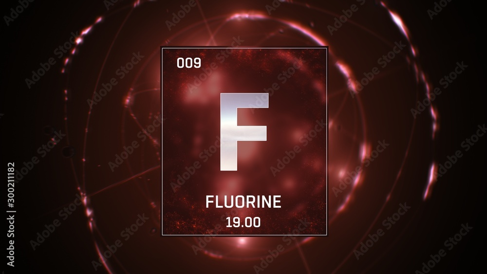 Canvas Prints 3d illustration of fluorine as element 9 of the periodic table. red illuminated atom design backgrou - Canvas Prints