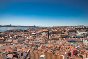 Lisbon cityscape aerial view panorama