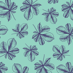 Pattern illustration in hand drawn style with leaves. Exotic design. For design textiles, fabric, packaging, paper, surface decoration, background.