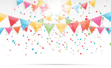Obraz premium Lots of colorful tiny confetti and ribbons on transparent background. Festive event and party. Multicolor background.Colorful bright confetti isolated on transparent background