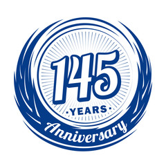 One hundred and forty-five years anniversary celebration logotype. 145th anniversary logo. Vector and illustration.