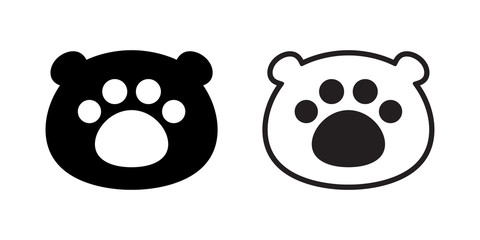 bear head polar bear paw vector footprint icon teddy cartoon character symbol illustration design - obrazy, fototapety, plakaty