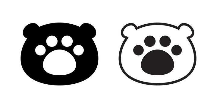 bear head polar bear paw vector footprint icon teddy cartoon character symbol illustration design