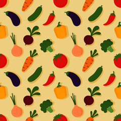 vegetable seamless pattern cartoon style isolated on cream background. illustration vector.