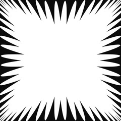 Cartoon template Black and White abstract manga frame, line background, radial speed superhero action, flash comic book vector illustration element. Surprise scene. Circular starbust explosion texture
