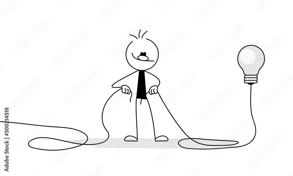 Canvas Prints doodle stick figure: man connects wire. wire break. business metaphor.