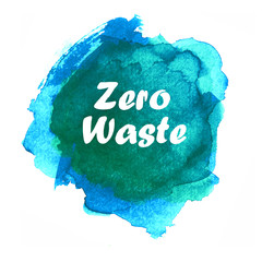 Naklejka na ściany i meble Turquoise Blue Green Watercolor Eco Badge Zero Waste