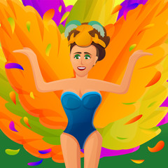 Brazil woman carnival concept banner. Cartoon illustration of Brazil woman carnival vector concept banner for web design