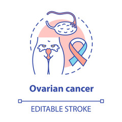 Ovarian cancer concept icon. Oncological disease idea thin line illustration. Women health, reproductive system. Oncology, gynecology. Vector isolated outline drawing. Editable stroke
